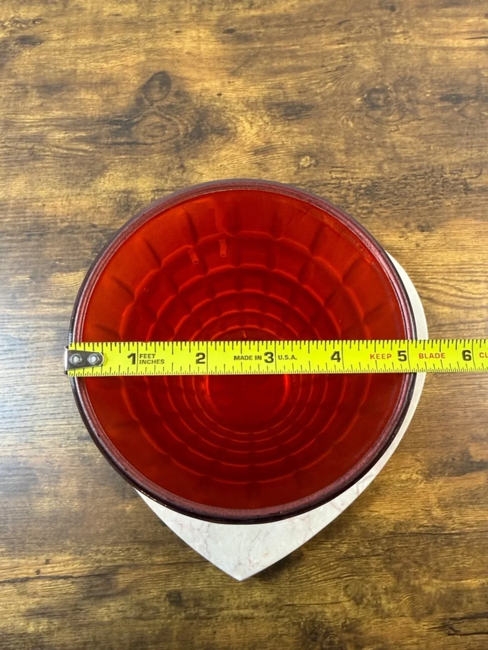 Red Textured Tempered Glass Tumbler Vase, 9” High, Made In USA, Very Heavy